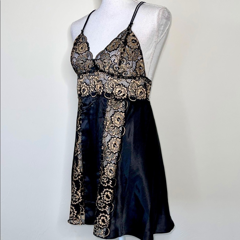 Golden Goddess Satin and Lace Slip Dress